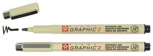 2 Black, pisak Pigma Graphic, Sakura, końcówka 2mm (płaska)