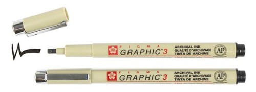 3 Black, pisak Pigma Graphic, Sakura, końcówka 3mm (płaska)
