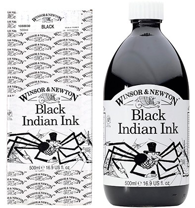 030 Black indian ink, tusz rysunkowy Winsor &amp; Newton, 500ml