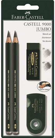 Zestaw rysunkowy Castell 9000 Jumbo, Faber-Castell, 4 elementy