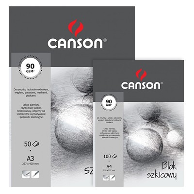 Blok szkicowy Canson, 100 ark. A4, 90g