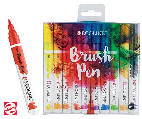 Ecoline Brush Pen, Talens, zestaw 10 kol.