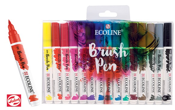 Ecoline Brush Pen, Talens, zestaw 15 kol.