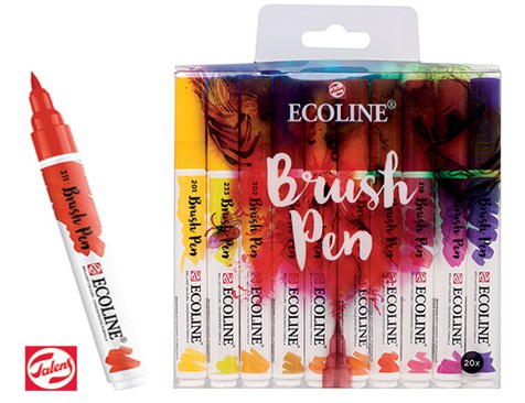Ecoline Brush Pen, Talens, zestaw 20 kol.