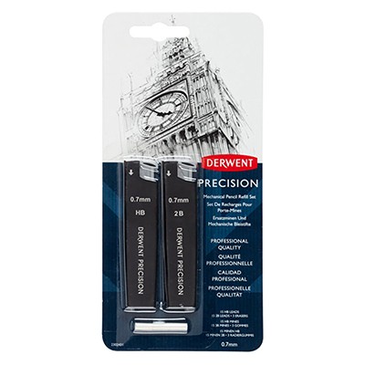 Wkłady grafitowe Precision, Derwent 0.7 mm, 2 op. + gumki