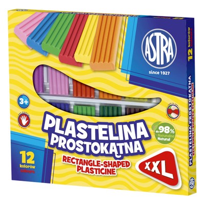Plastelina prostokątna, Astra, zestaw 12 kolorów