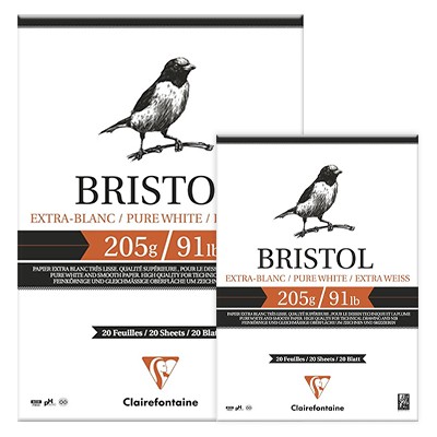 Bristol blok, Clairefontaine, A3 20 ark, 205g