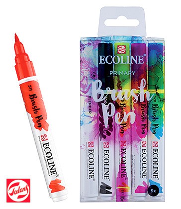Primary, Ecoline Brush Pen, Talens, 5 kol.