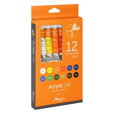 Farby akrylowe Phoenix, 12 x 12 ml