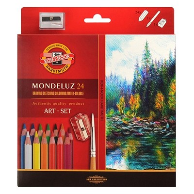Kredki akwarelowe Mondeluz, Koh-i-Noor, 24 kolory + akcesoria