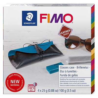 Modelina Fimo Leather, Glasses Case, 4 x 25 g
