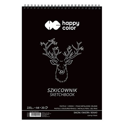 Szkicownik z czarnym papierem Happy Color, 40 ark. 220 g, A4