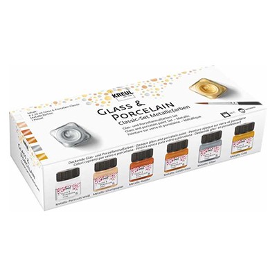 Farby do szkła i ceramiki Metallic Set, Kreul 6 x 20 ml