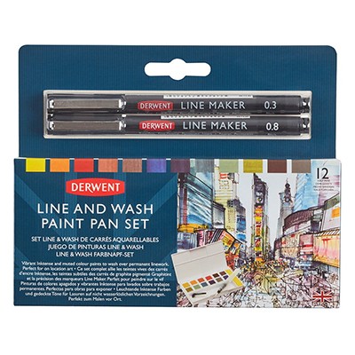 Line And Wash Paint Pan Set, Derwent, 12 kol.