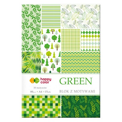 Blok z motywami - Green, Happy Color, A4