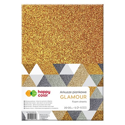 Arkusze piankowe, Brokat Glamour, Happy Color A4