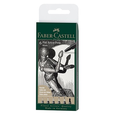 Pisaki Pitt Artist Pens 'Black' Faber-Castel 6 szt.