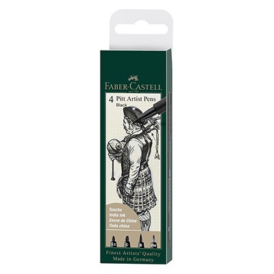 Pisaki Pitt Artist Pens 'Black' 4 sztuki, FC