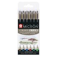 Pisaki Pigma Micron – Earth Tones, 6 sztuk