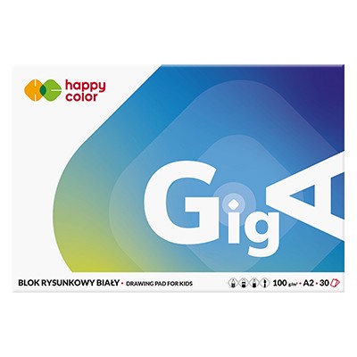 Blok rysunkowy biały Giga Happy Color, 30 ark. A2