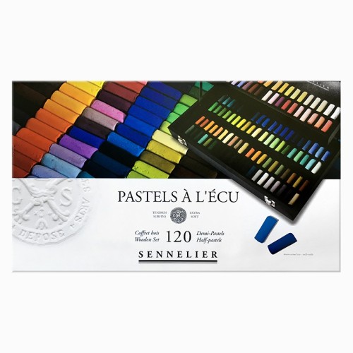 Pastele suche Sennelier, 120 kolorów - połówki, drewniana kaseta