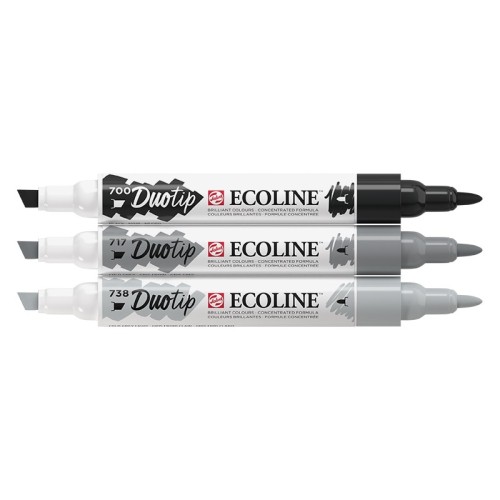 Pisaki Ecoline Duo Tip – Black-Grey Set, 3 kol.