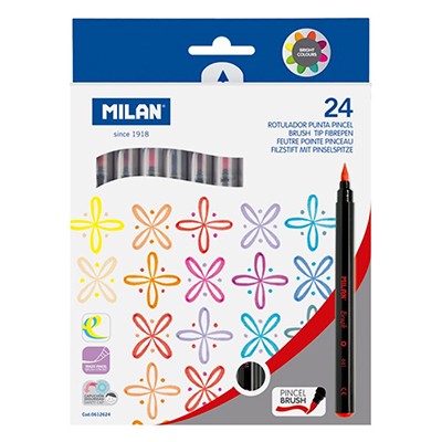 Pisaki pędzelkowe Milan, 24 kolory