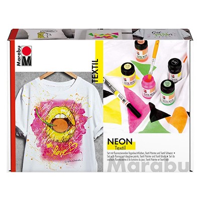Neon Textile farby do tkanin jasnych Marabu, 7 elem.
