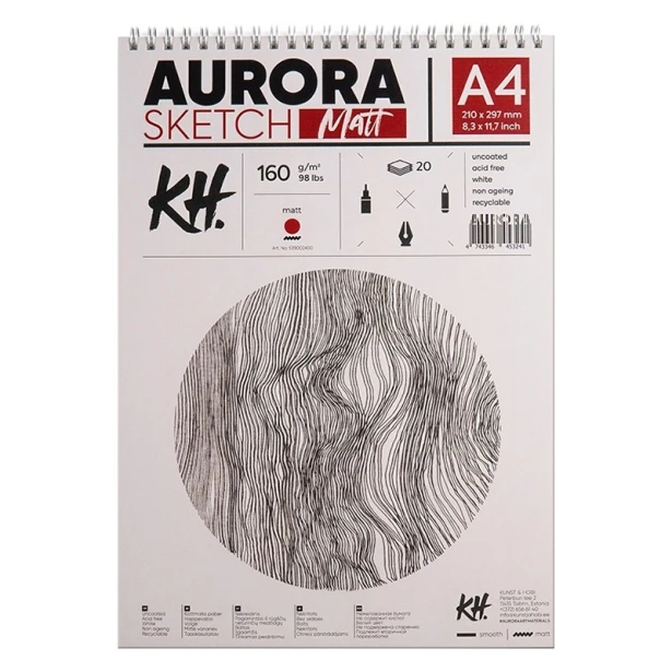 Blok na spirali Sketch Matt Aurora, A4, 160 g/m²