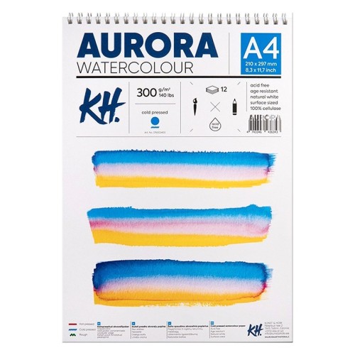 Blok akwarelowy, spirala Aurora CP, A4, 300 g, 12 ark.