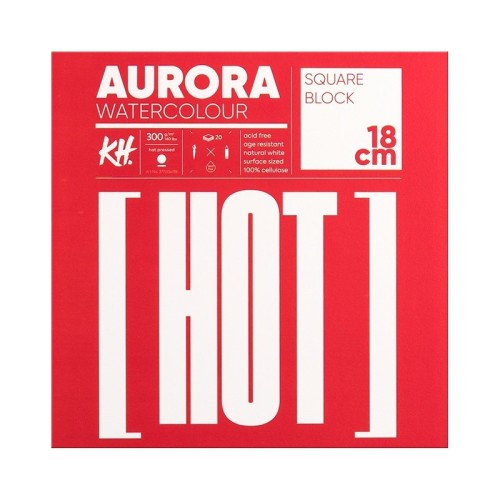 Blok akwarelowy Hot RAW Aurora, 18 x 18 cm, 20 ark.