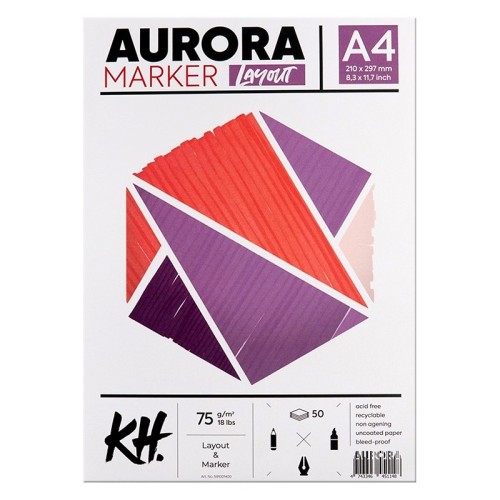 Blok do markerów Aurora, A4, 75 g/m², 50 ark.