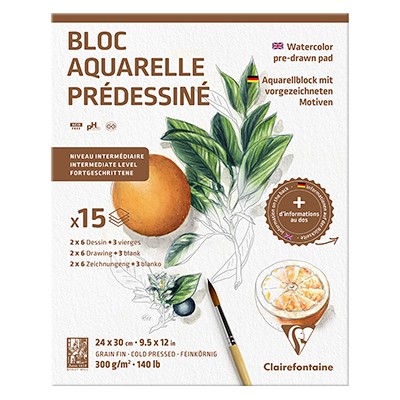 Blok do akwareli ze szkicami Botanics, 24 x 30 cm, 15 ark.