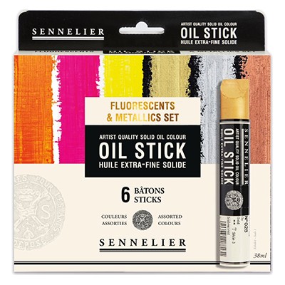 Zestaw Oil Stick Fluo &amp; Metallic, Sennelier, 6 szt.