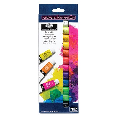 Zestaw neonowych farb akrylowych, R&amp;L 12 x 12 ml