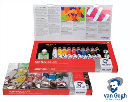 Farby akrylowe Van Gogh, zestaw 10 x 40ml + akcesoria