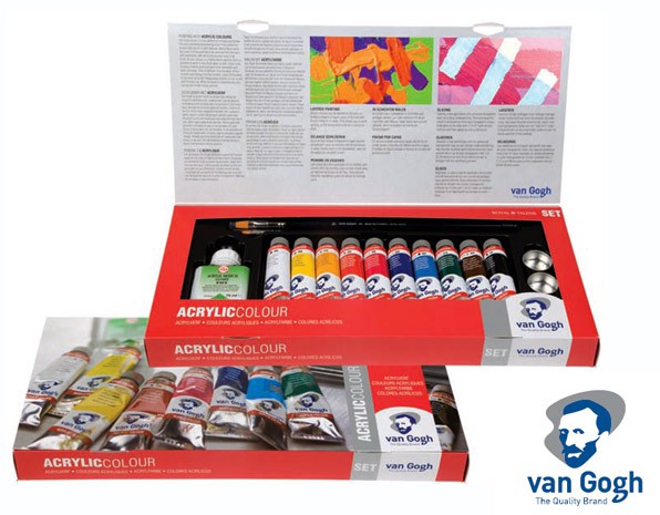 Farby akrylowe Van Gogh, zestaw 10 x 40ml + akcesoria