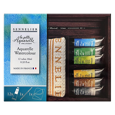 Akwarele La Petite Aquarelle w drewnianej kasecie 12 x 10 ml