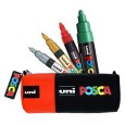 Zestaw pisaków POSCA 9 szt. + piórnik POSCA czerwony