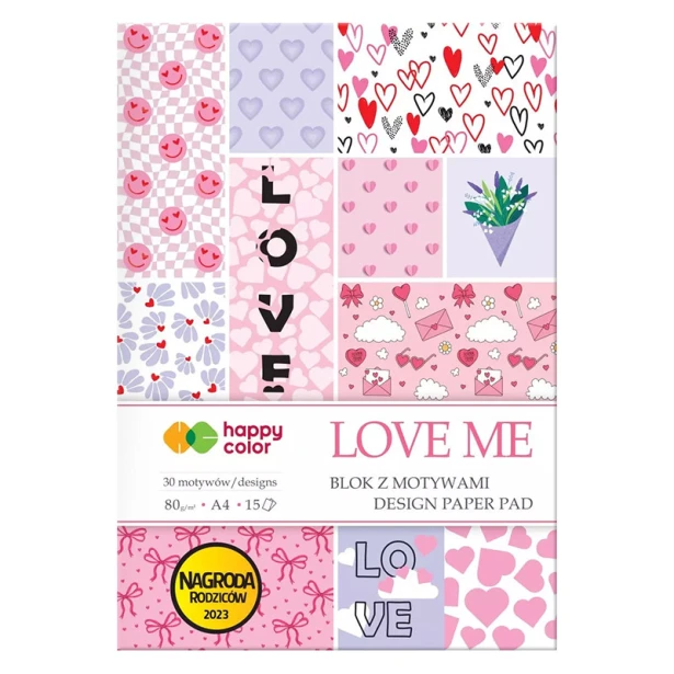 Blok z motywami - Love Me, Happy Color, A4