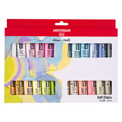 Farby akrylowe Talens Amsterdam Soft Colours, 24 x 20 ml