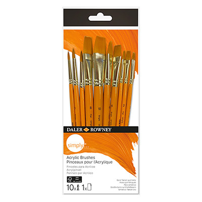 Pędzle Simply Gold Taklon Daler Rowney, 10 szt.