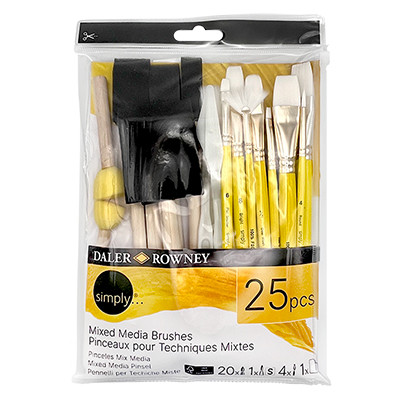 Zestaw pędzli Mixed Media Simply Daler Rowney, 25 sztuk