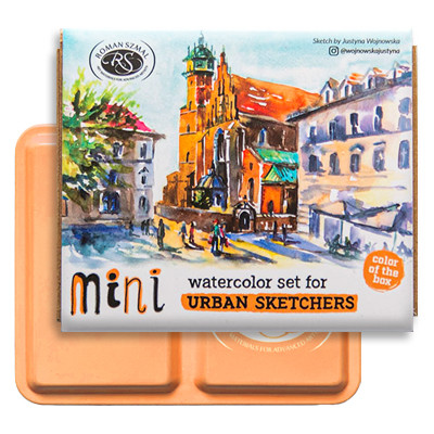 Mini Urban Sketchers Set APRICOT, akwarele Aquarius 8 kol.