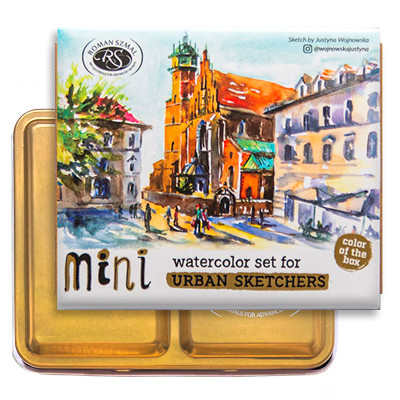 Mini Urban Sketchers Set GOLD, akwarele Aquarius 8 kol.