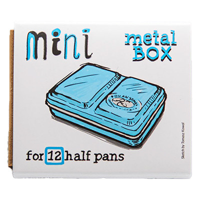 Metalowa kasetka Mini Box Blue na 12 półkostek akwareli, Szmal