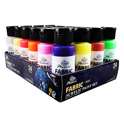 Farby do tkanin Phoenix, zestaw 24 x 59 ml