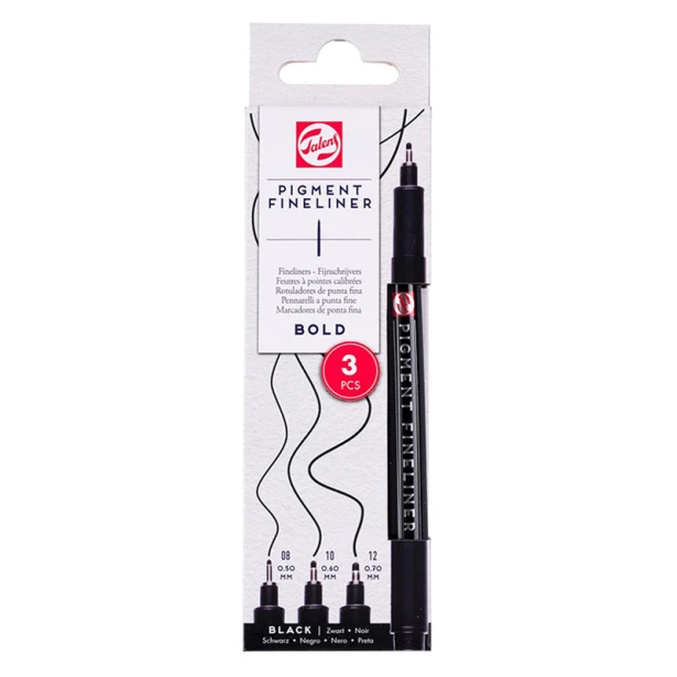 Bold, cienkopisy Pigment Fineliner Talens, 3 sztuki
