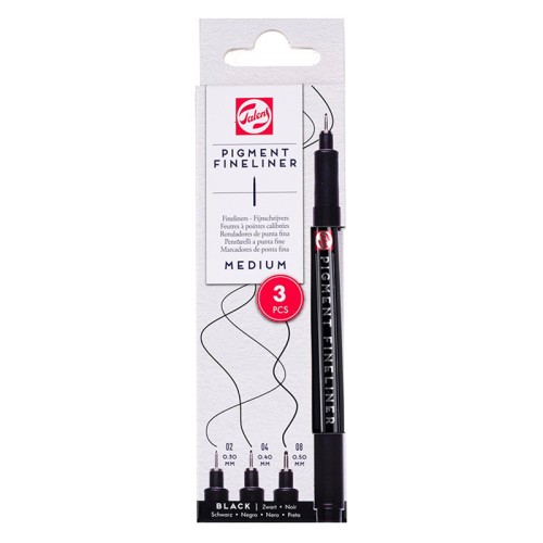 Medium, cienkopisy Pigment Fineliner Talens, 3 sztuki