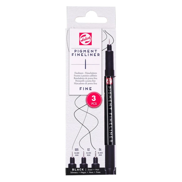 Fine, cienkopisy Pigment Fineliner Talens, 3 sztuki